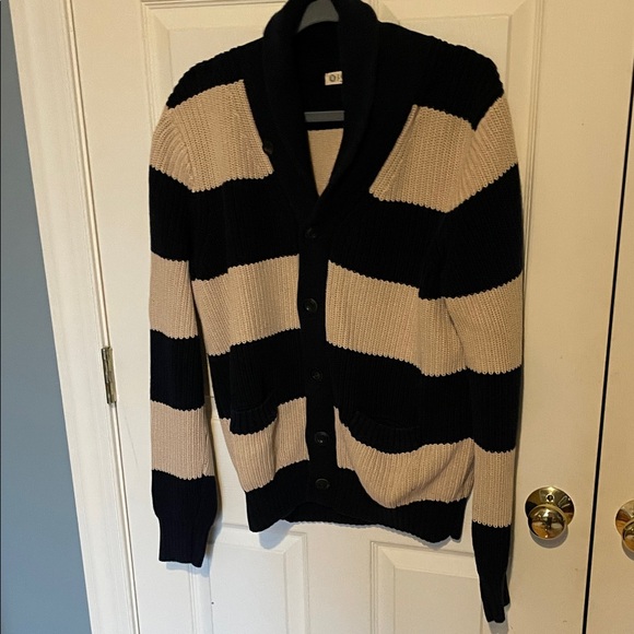 J. Crew Sweaters - J. Crew navy and Cream Striped Cardigan women’s large